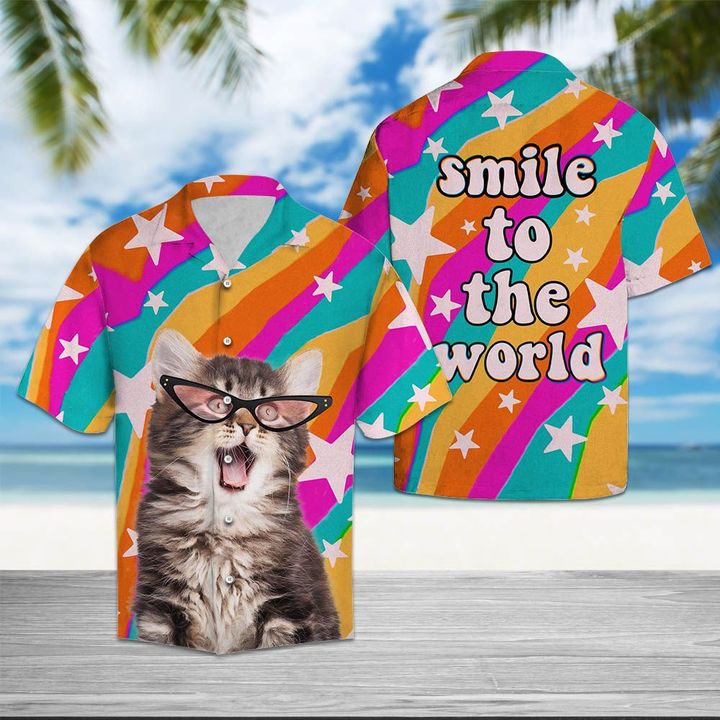 Cat Smile To The World Hawaiian Shirt Summer Button Up Cat Smile To The World Hawaiian Shirt Summer Button Up