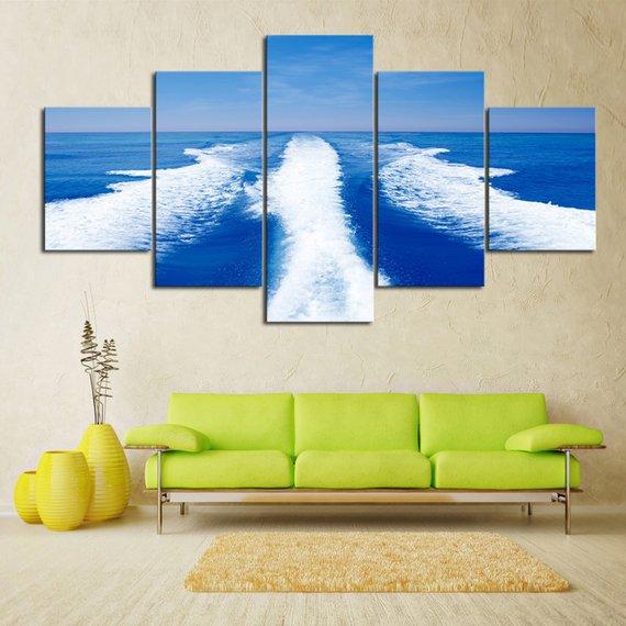 Catch My Wake 01 - Fishing 5 Panel Canvas Art Wall Decor Catch My Wake 01 - Fishing 5 Panel Canvas Art Wall Decor