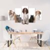 Cats And Dogs Frontal - Animal 5 Panel Canvas Art Wall Decor