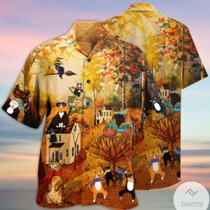 Cats Happy In The Fall Hawaiian Shirt