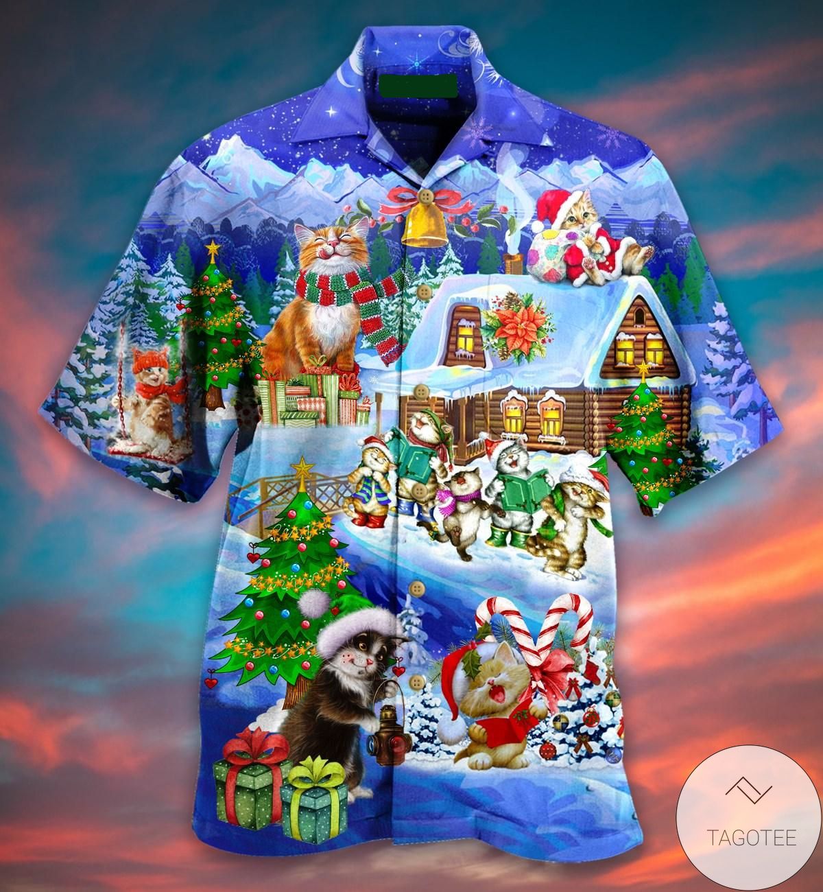 Cats Love Christmas And Santa Hawaiian Shirt Cats Love Christmas And Santa Hawaiian Shirt