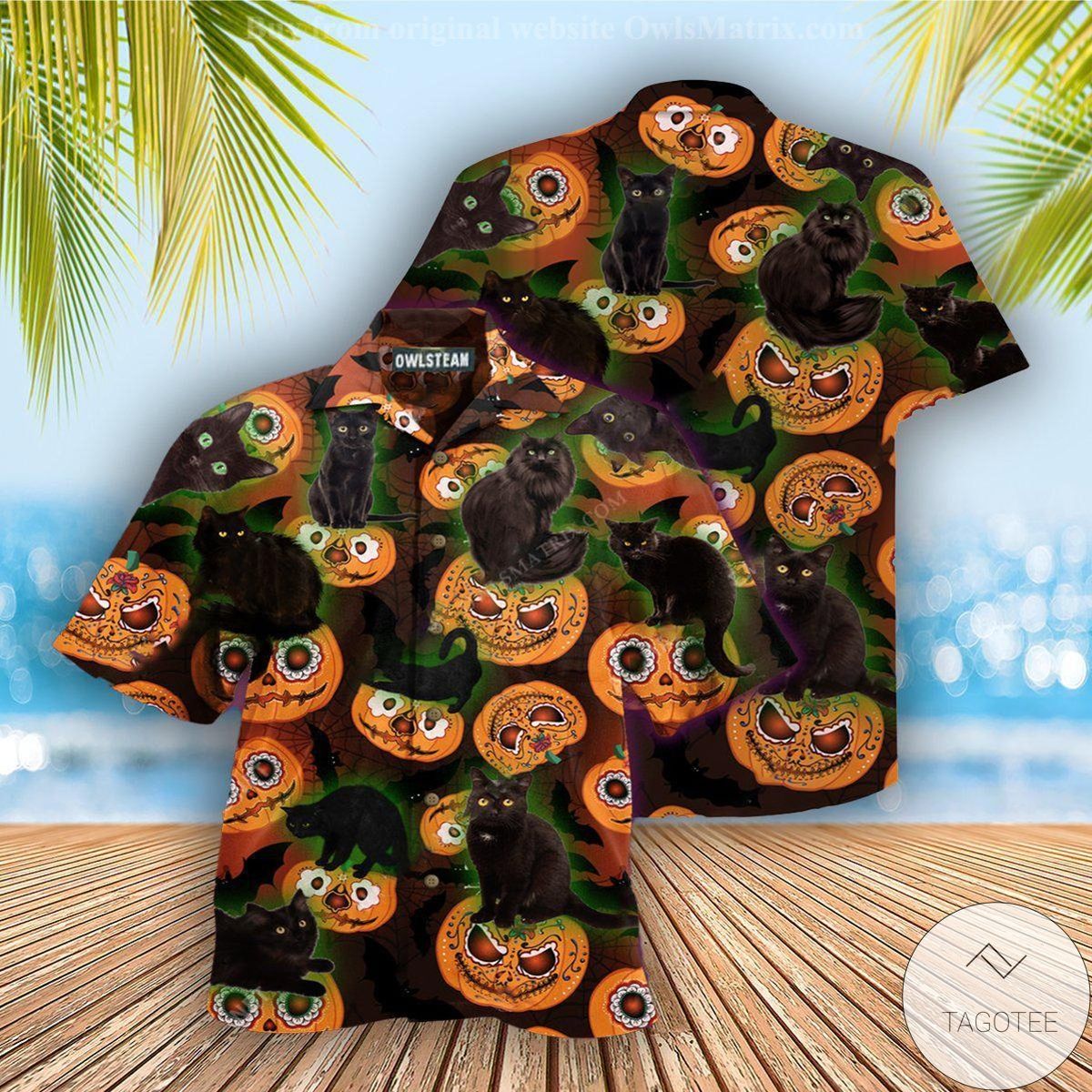Cats Pumpkins Halloween Hawaiian Shirt Cats Pumpkins Halloween Hawaiian Shirt