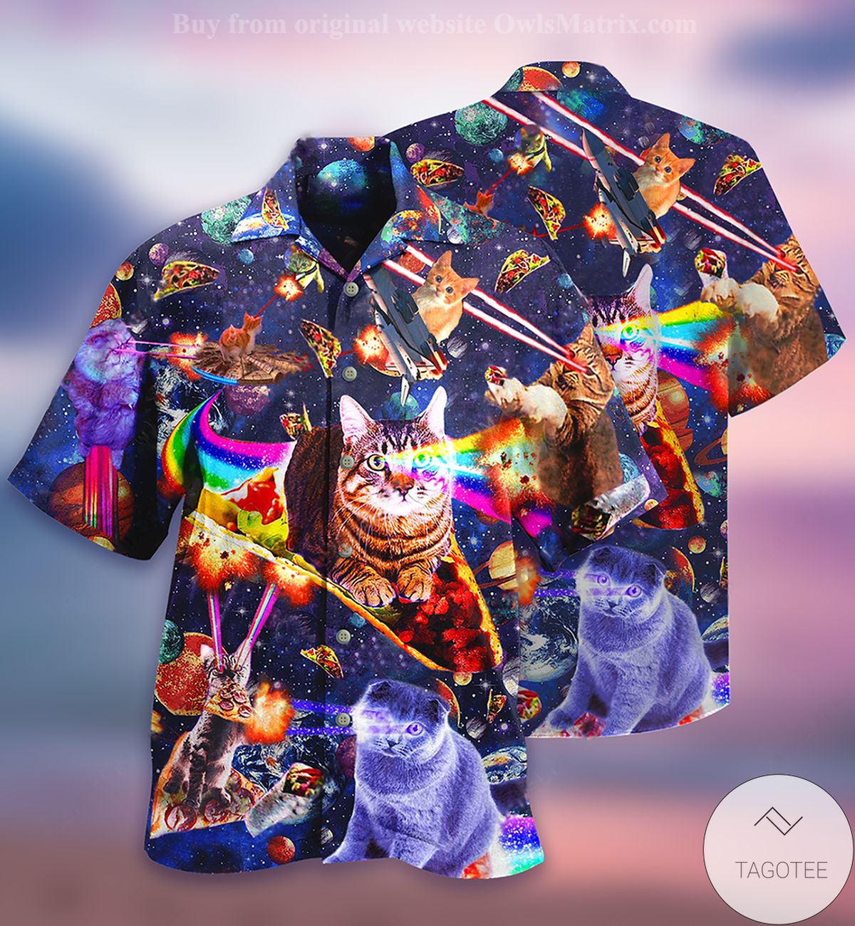 Cats Ride Food In Space Hawaiian Shirt Cats Ride Food In Space Hawaiian Shirt