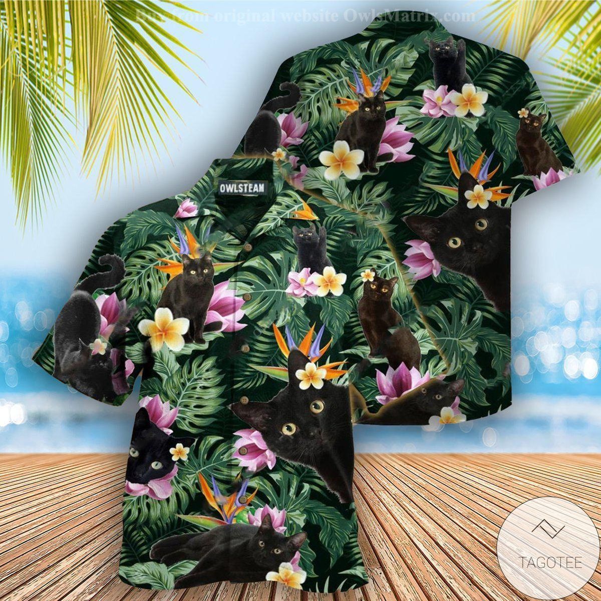 Cats Tropical Leaves Hawaiian Shirt Cats Tropical Leaves Hawaiian Shirt