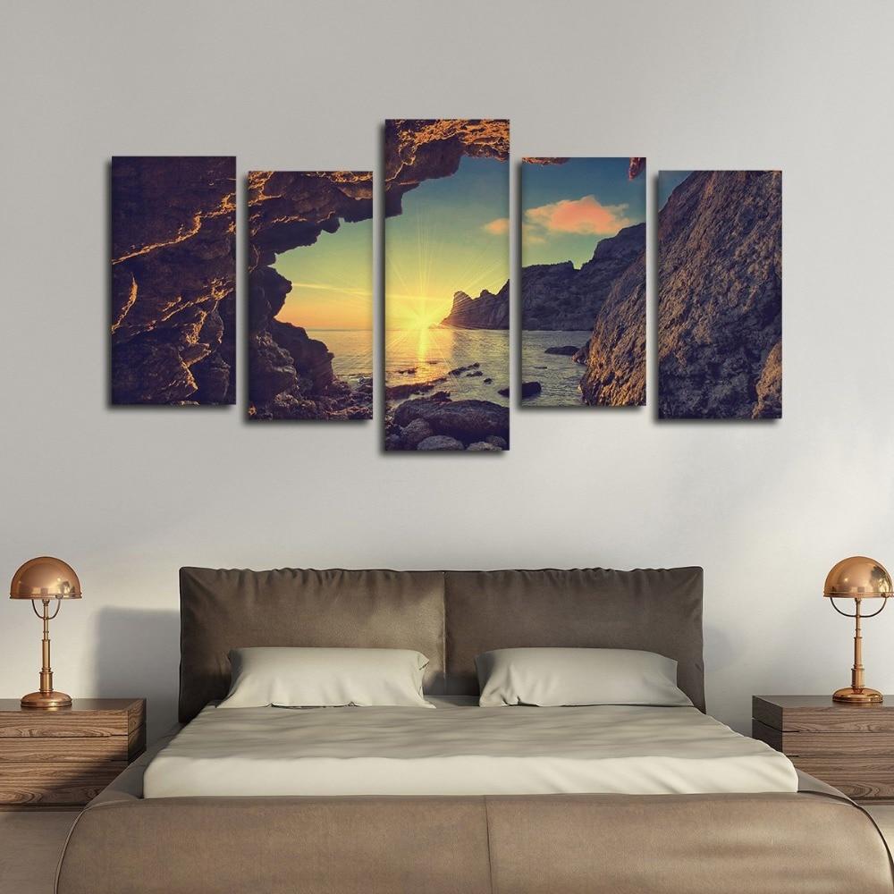 Cave Sunset - Space 5 Panel Canvas Art Wall Decor Cave Sunset - Space 5 Panel Canvas Art Wall Decor
