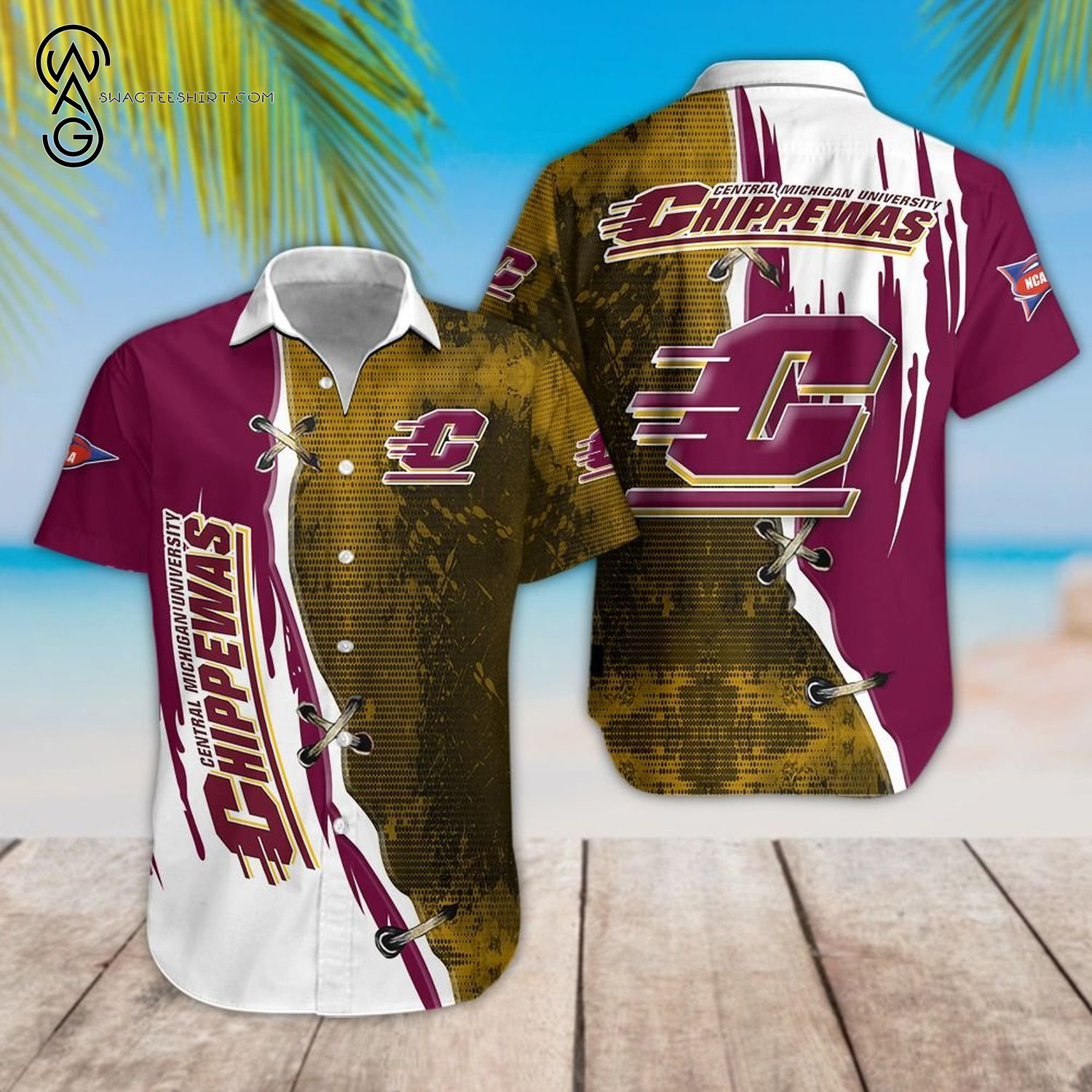 Central Michigan Chippewas Football Team Hawaiian Shirt Central Michigan Chippewas Football Team Hawaiian Shirt