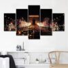 Champs-Elysees Arc De Triomphe Paris - Nature 5 Panel Canvas Art Wall Decor