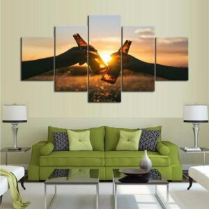 Cheers To A Good Day - Abstract 5 Panel Canvas Art Wall Decor