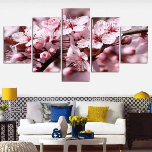 Cherry Blossoms 04 - Nature 5 Panel Canvas Art Wall Decor