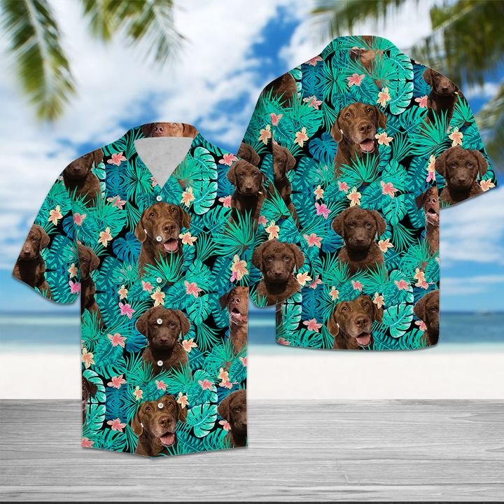 Chesapeake Bay Retriever Tropical Hawaiian Shirt Summer Button Up Chesapeake Bay Retriever Tropical Hawaiian Shirt Summer Button Up