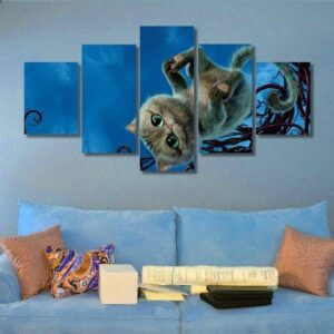 Cheshire Cat Alice - Cartoon 5 Panel Canvas Art Wall Decor