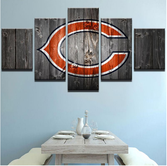 Chicago Bears Football Barn Wood - Sport 5 Panel Canvas Art Wall Decor Chicago Bears Football Barn Wood - Sport 5 Panel Canvas Art Wall Decor
