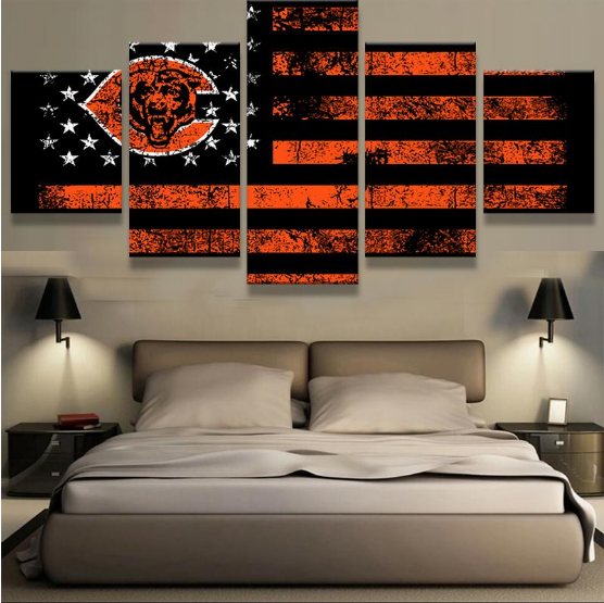Chicago Bears Sports Flag - Sport 5 Panel Canvas Art Wall Decor Chicago Bears Sports Flag - Sport 5 Panel Canvas Art Wall Decor