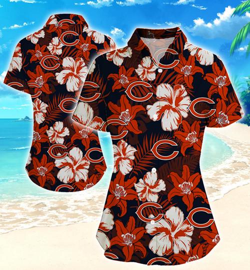 Chicago Bears Women Hawaiian Shirt Summer Button Up Chicago Bears Women Hawaiian Shirt Summer Button Up