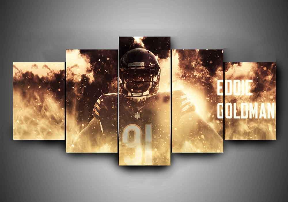 Chicago Bears - Eddie Goldman - Sport 5 Panel Canvas Art Wall Decor Chicago Bears - Eddie Goldman - Sport 5 Panel Canvas Art Wall Decor