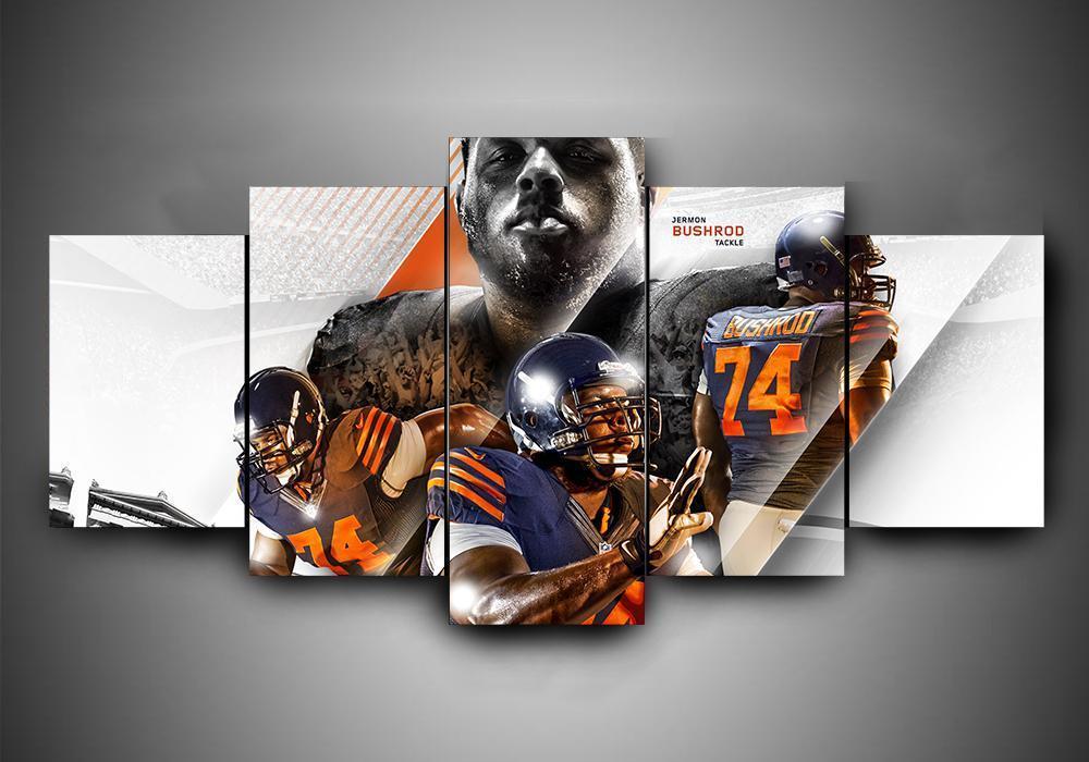 Chicago Bears - Jermon Bushrod - Sport 5 Panel Canvas Art Wall Decor Chicago Bears - Jermon Bushrod - Sport 5 Panel Canvas Art Wall Decor