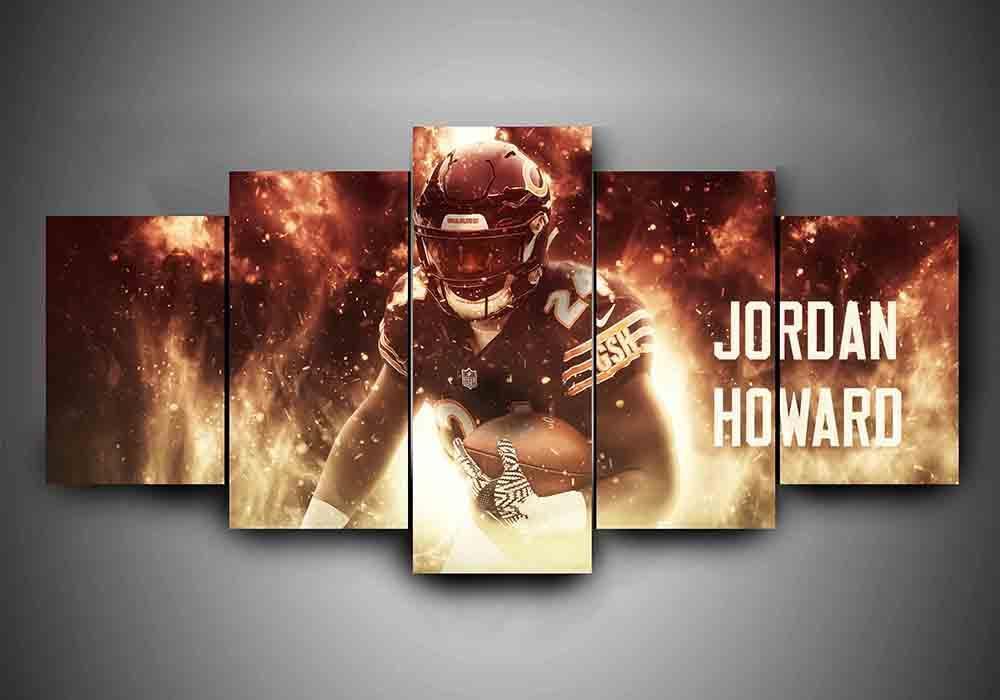Chicago Bears - Jordan Howard - Sport 5 Panel Canvas Art Wall Decor Chicago Bears - Jordan Howard - Sport 5 Panel Canvas Art Wall Decor