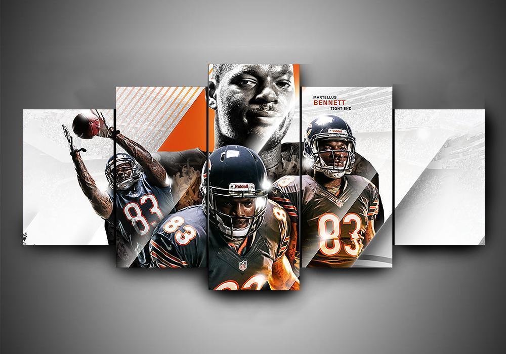 Chicago Bears - Martellus Benneth - Sport 5 Panel Canvas Art Wall Decor Chicago Bears - Martellus Benneth - Sport 5 Panel Canvas Art Wall Decor