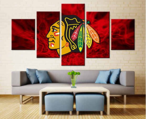 Chicago Blackhawks 1 - Sport 5 Panel Canvas Art Wall Decor Chicago Blackhawks 1 - Sport 5 Panel Canvas Art Wall Decor