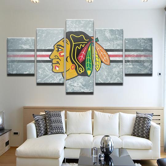 Chicago Blackhawks 2 - Sport 5 Panel Canvas Art Wall Decor Chicago Blackhawks 2 - Sport 5 Panel Canvas Art Wall Decor