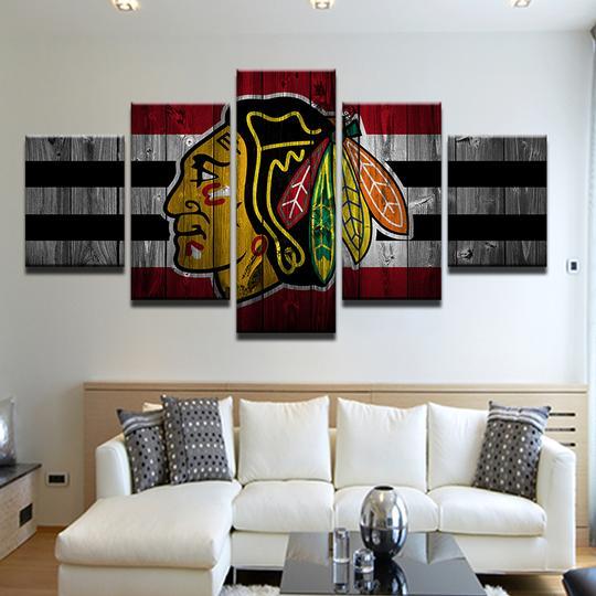 Chicago Blackhawks 3 - Sport 5 Panel Canvas Art Wall Decor Chicago Blackhawks 3 - Sport 5 Panel Canvas Art Wall Decor