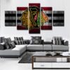 Chicago Blackhawks Nhl Team (Wood) - Sport 5 Panel Canvas Art Wall Decor