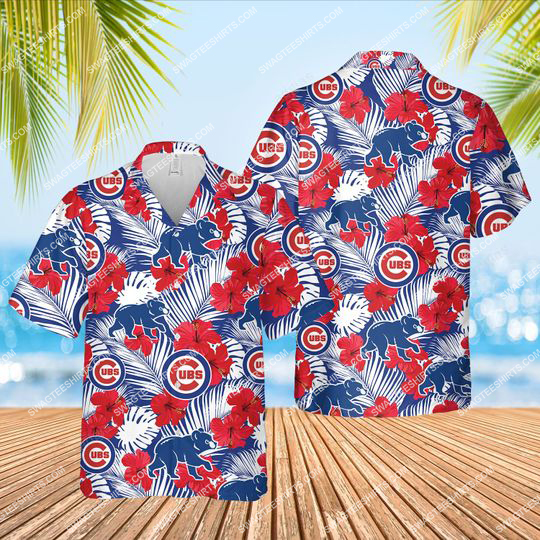 Chicago Cubs And Hibiscus Flower All Over Print Hawaiian Shirt Chicago Cubs And Hibiscus Flower All Over Print Hawaiian Shirt