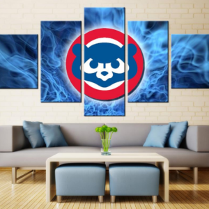 Chicago Cubs Logo Baseball - Sport 5 Panel Canvas Art Wall Decor