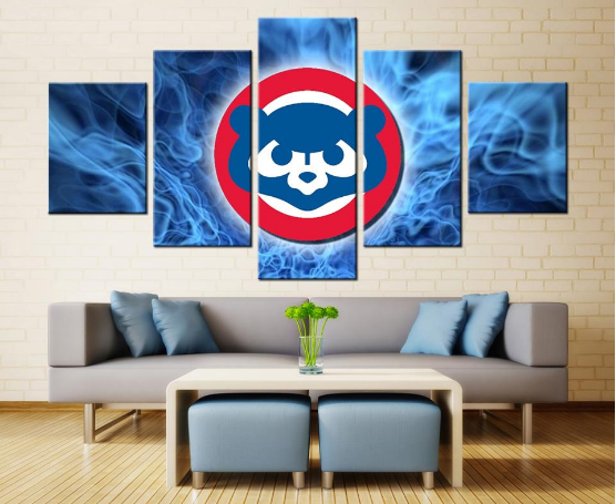 Chicago Cubs Logo Baseball - Sport 5 Panel Canvas Art Wall Decor Chicago Cubs Logo Baseball - Sport 5 Panel Canvas Art Wall Decor