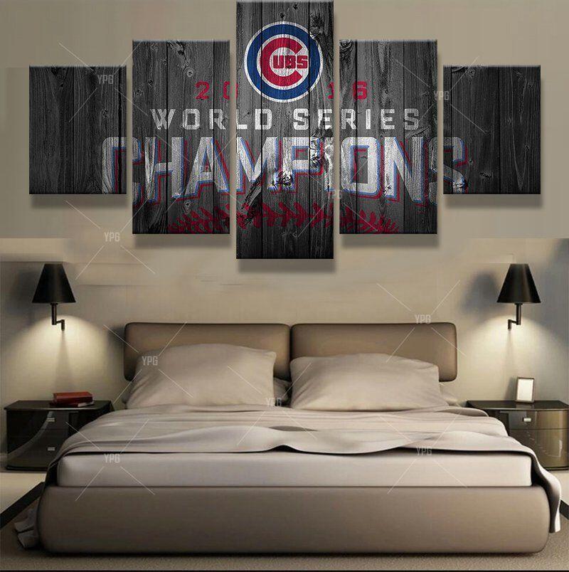 Chicago Cubs Sports Team - Sport 5 Panel Canvas Art Wall Decor Chicago Cubs Sports Team - Sport 5 Panel Canvas Art Wall Decor