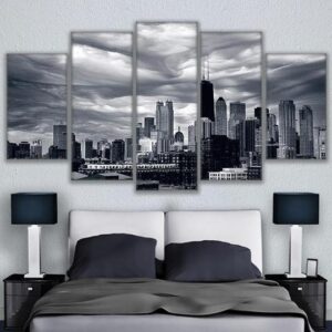 Chicago Skyline - Nature 5 Panel Canvas Art Wall Decor