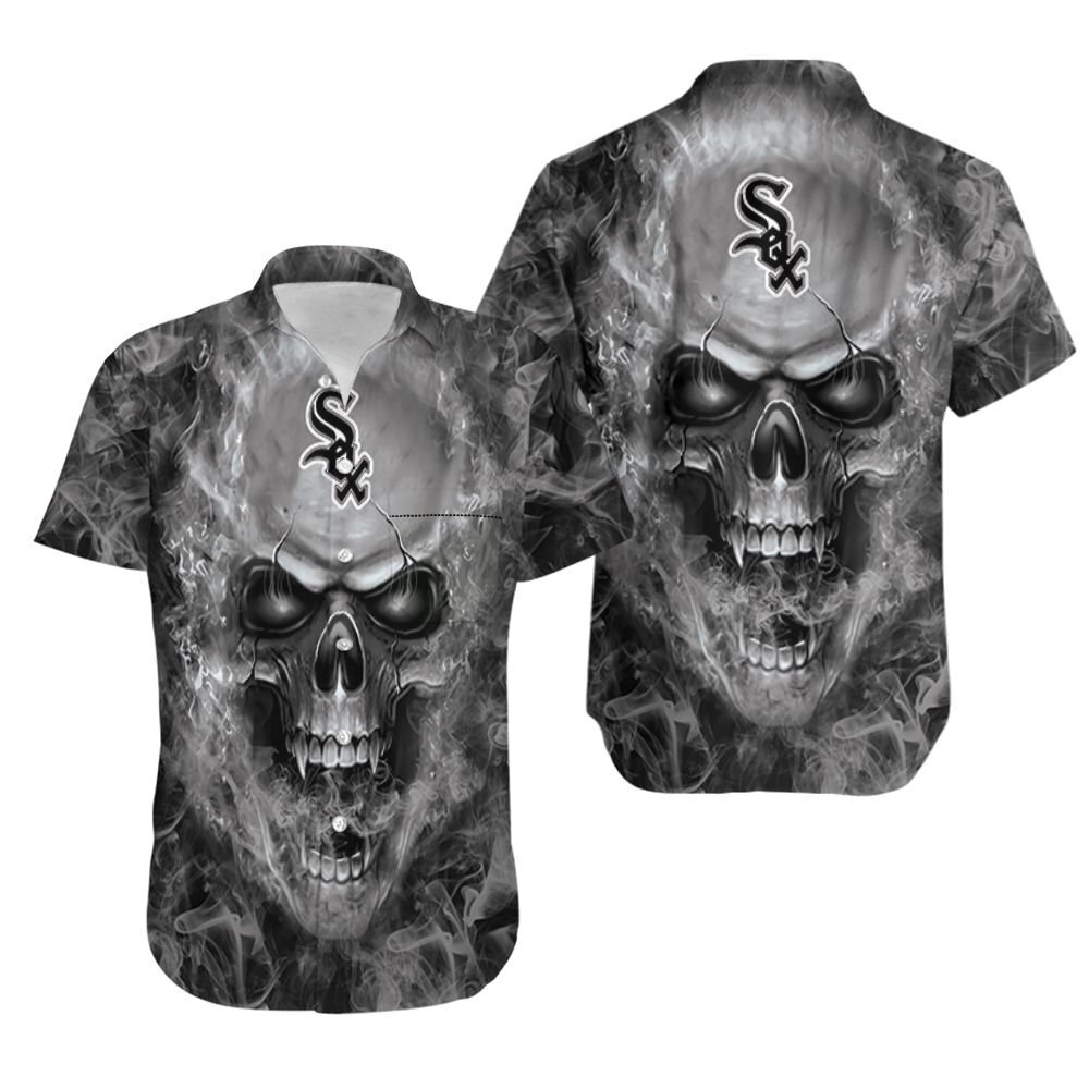 Chicago White Sox Mlb Fan Skull Hawaiian Shirt Chicago White Sox Mlb Fan Skull Hawaiian Shirt