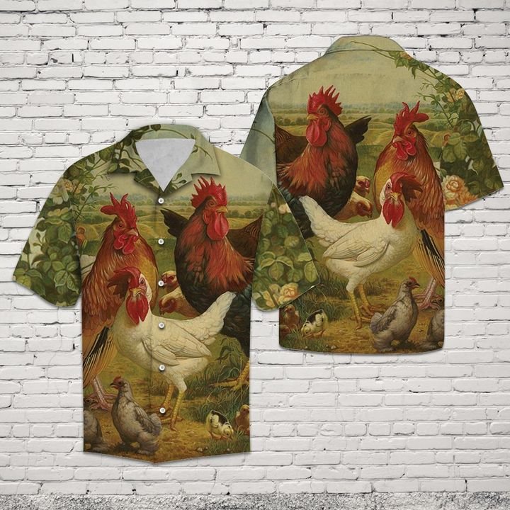 Chicken Farm Hawaiian Shirt Summer Button Up Chicken Farm Hawaiian Shirt Summer Button Up