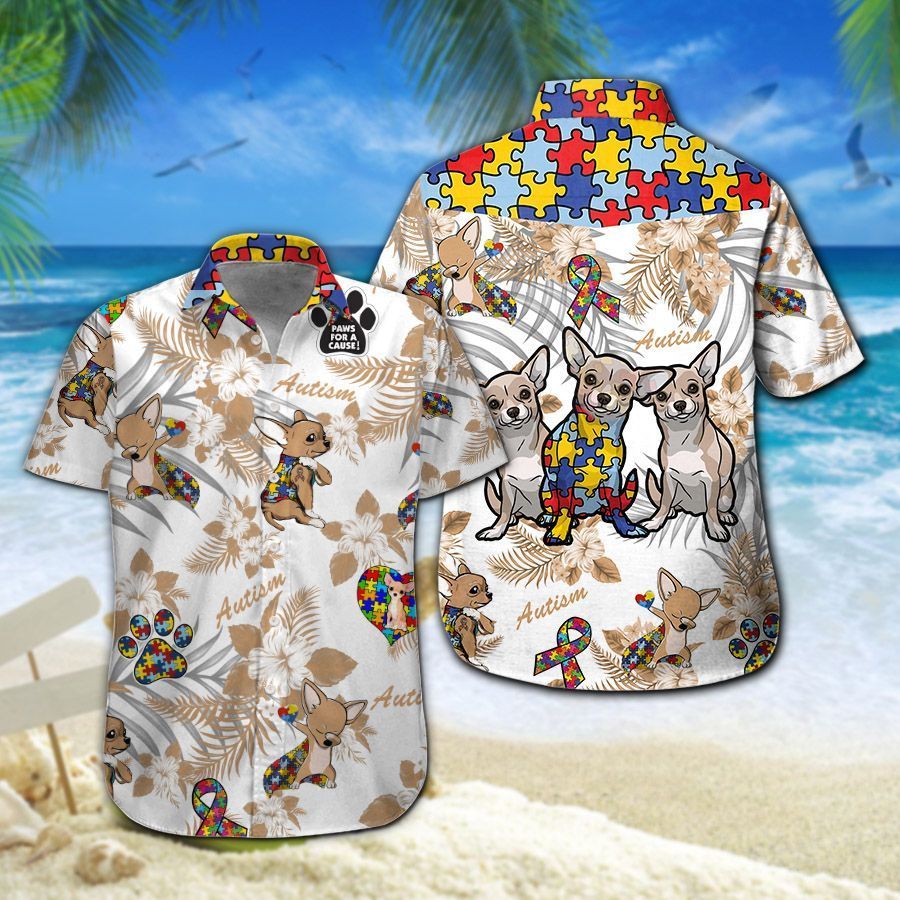Chihuahua Autism Hawaiian Shirt Summer Button Up Chihuahua Autism Hawaiian Shirt Summer Button Up