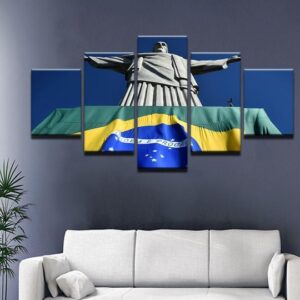 Christ The Redeemer Rio De Janeiro Brazil 02 - Religion 5 Panel Canvas Art Wall Decor