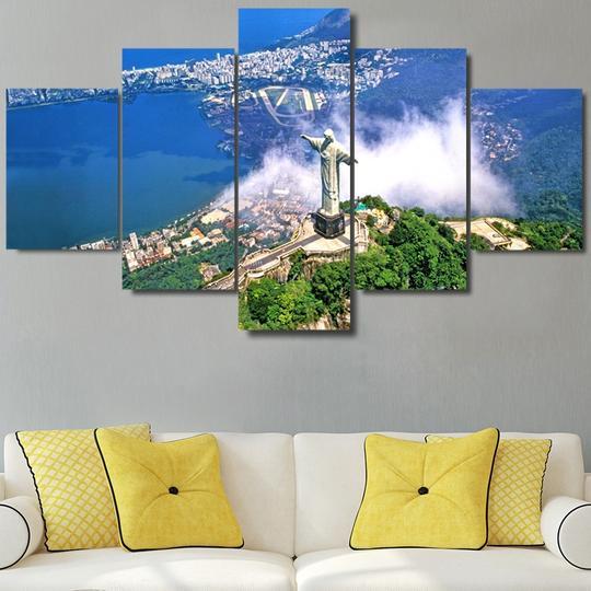 Christ The Redeemer Rio De Janeiro Brazil - Religion 5 Panel Canvas Art Wall Decor Christ The Redeemer Rio De Janeiro Brazil - Religion 5 Panel Canvas Art Wall Decor