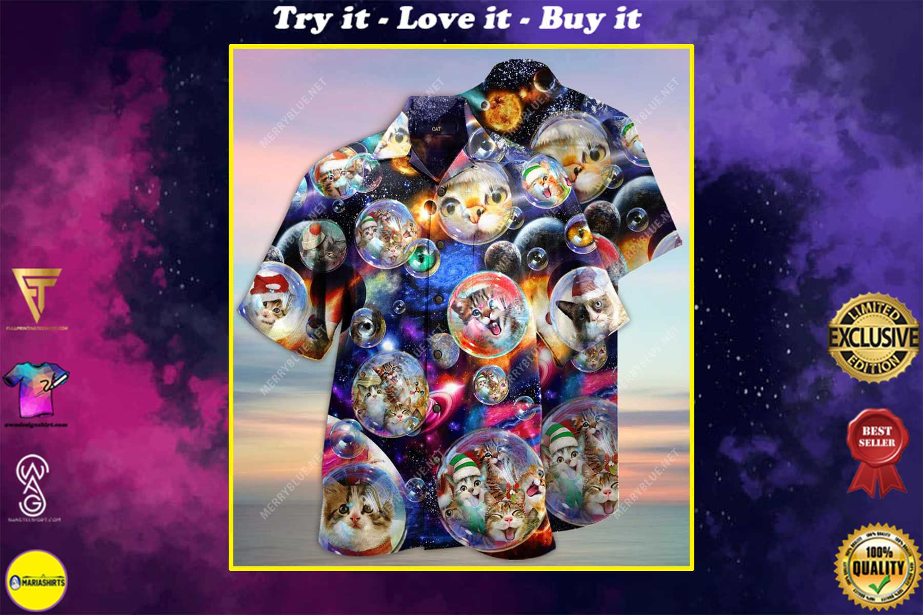 Christmas Bubble Cats Full Printing Hawaiian Shirt Christmas Bubble Cats Full Printing Hawaiian Shirt