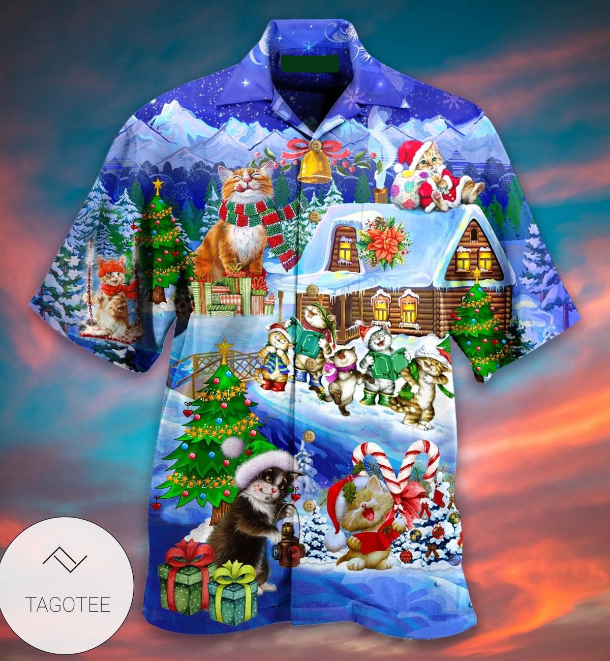 Christmas Cats Santa Love Gift Hawaiian Shirt- Tagotee Christmas Cats Santa Love Gift Hawaiian Shirt- Tagotee