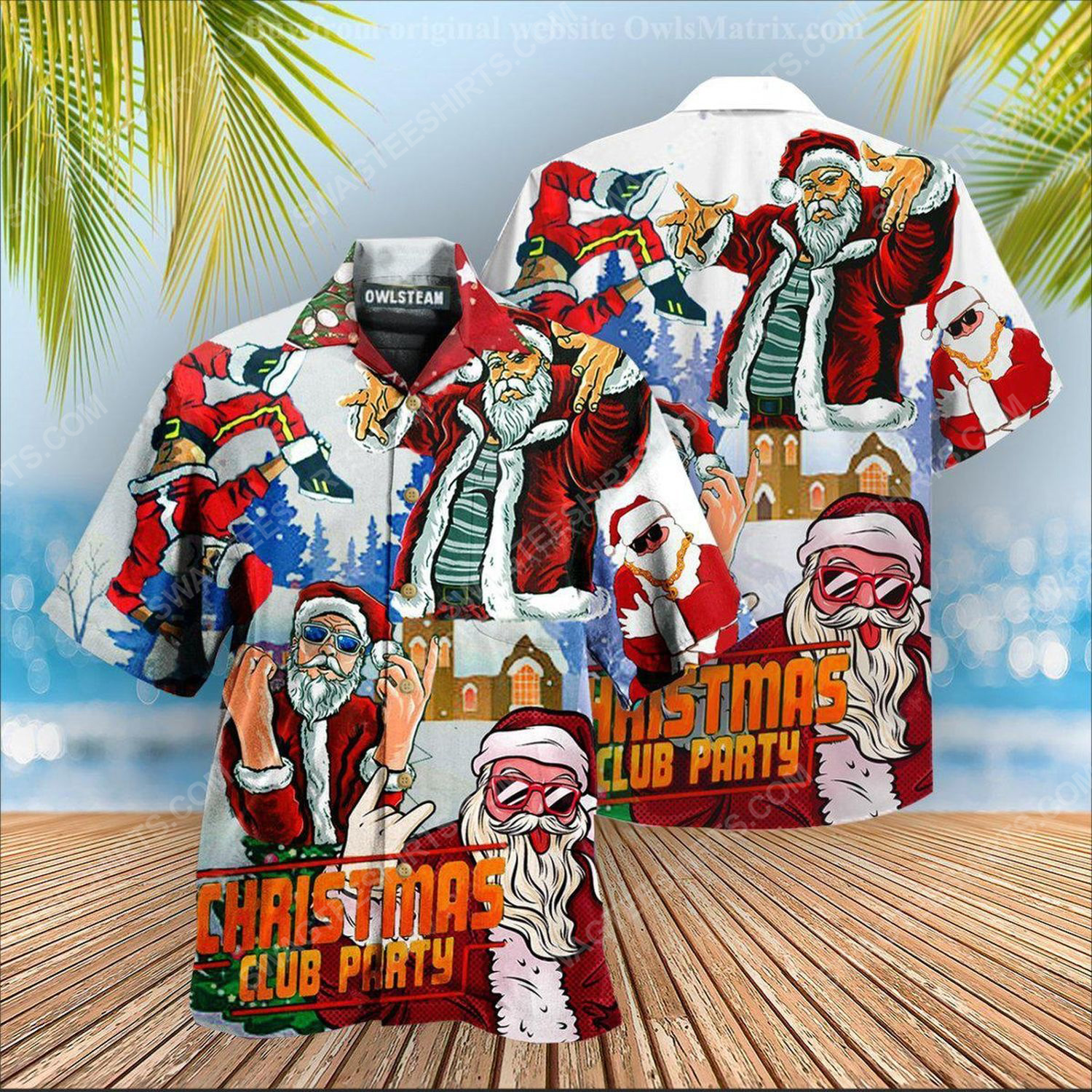 Christmas Club Party With Santa Dj Hawaiian Shirt Christmas Club Party With Santa Dj Hawaiian Shirt