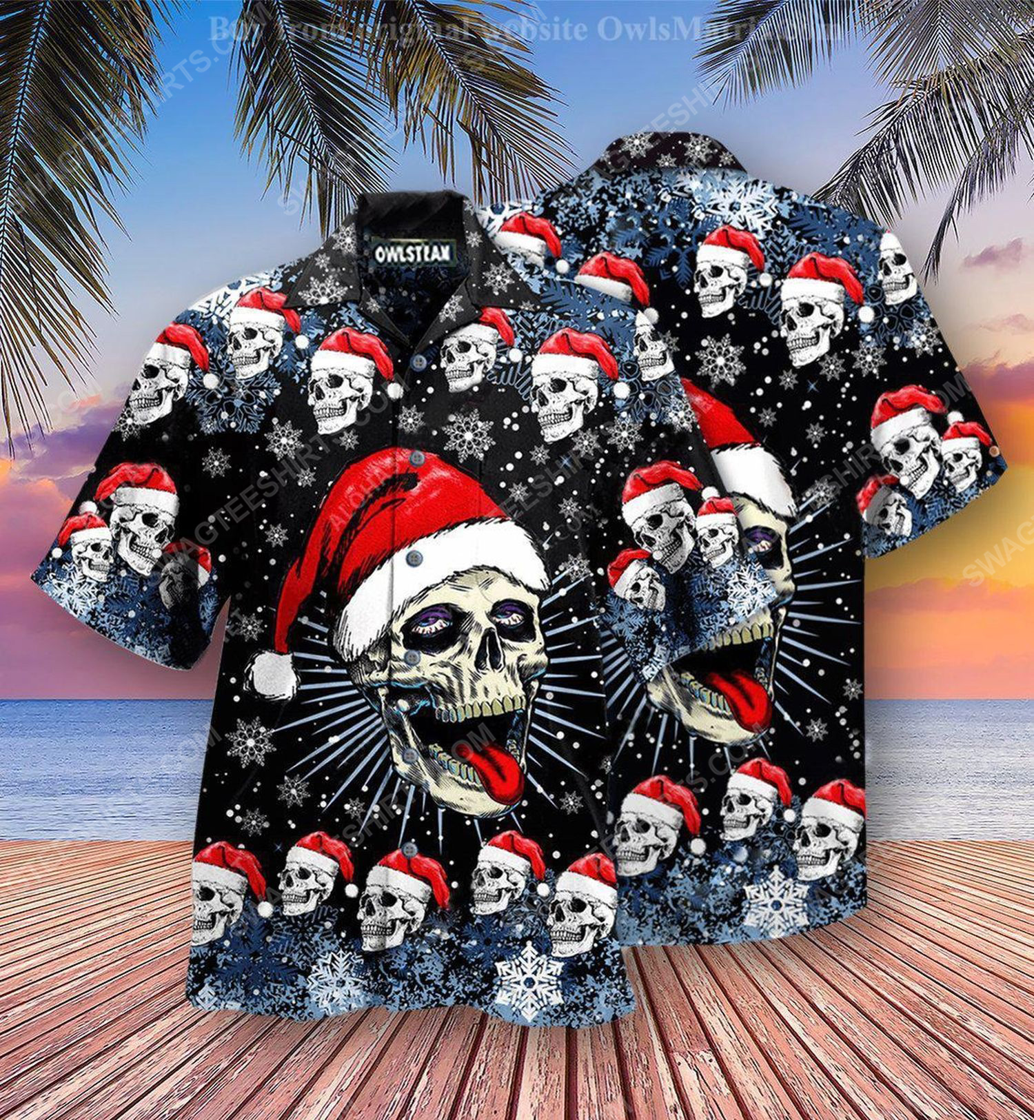 Christmas Holiday And Naughty Skull Full Print Hawaiian Shirt Christmas Holiday And Naughty Skull Full Print Hawaiian Shirt