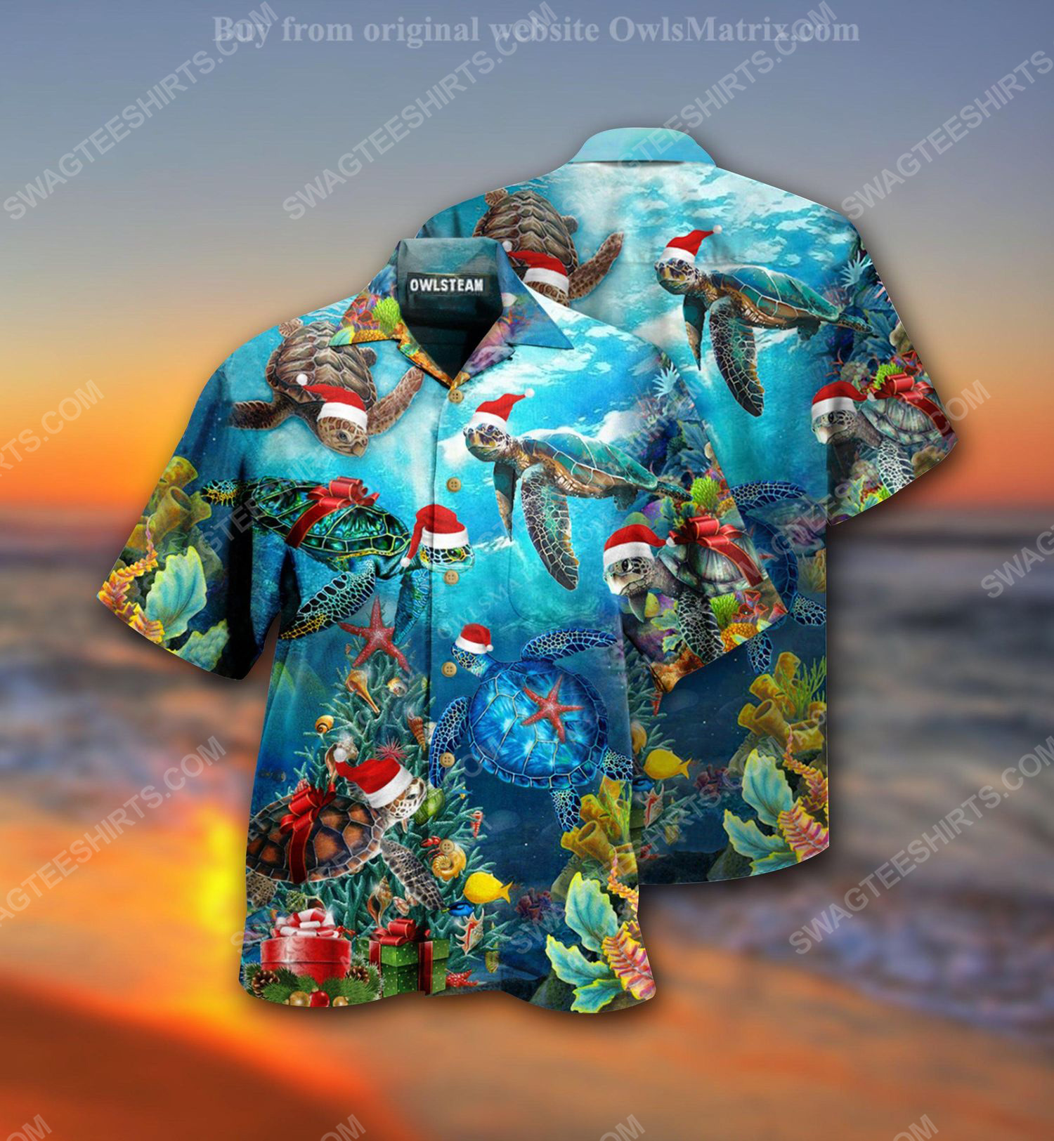 Christmas Holiday And Sea Turtle Full Print Hawaiian Shirt Christmas Holiday And Sea Turtle Full Print Hawaiian Shirt