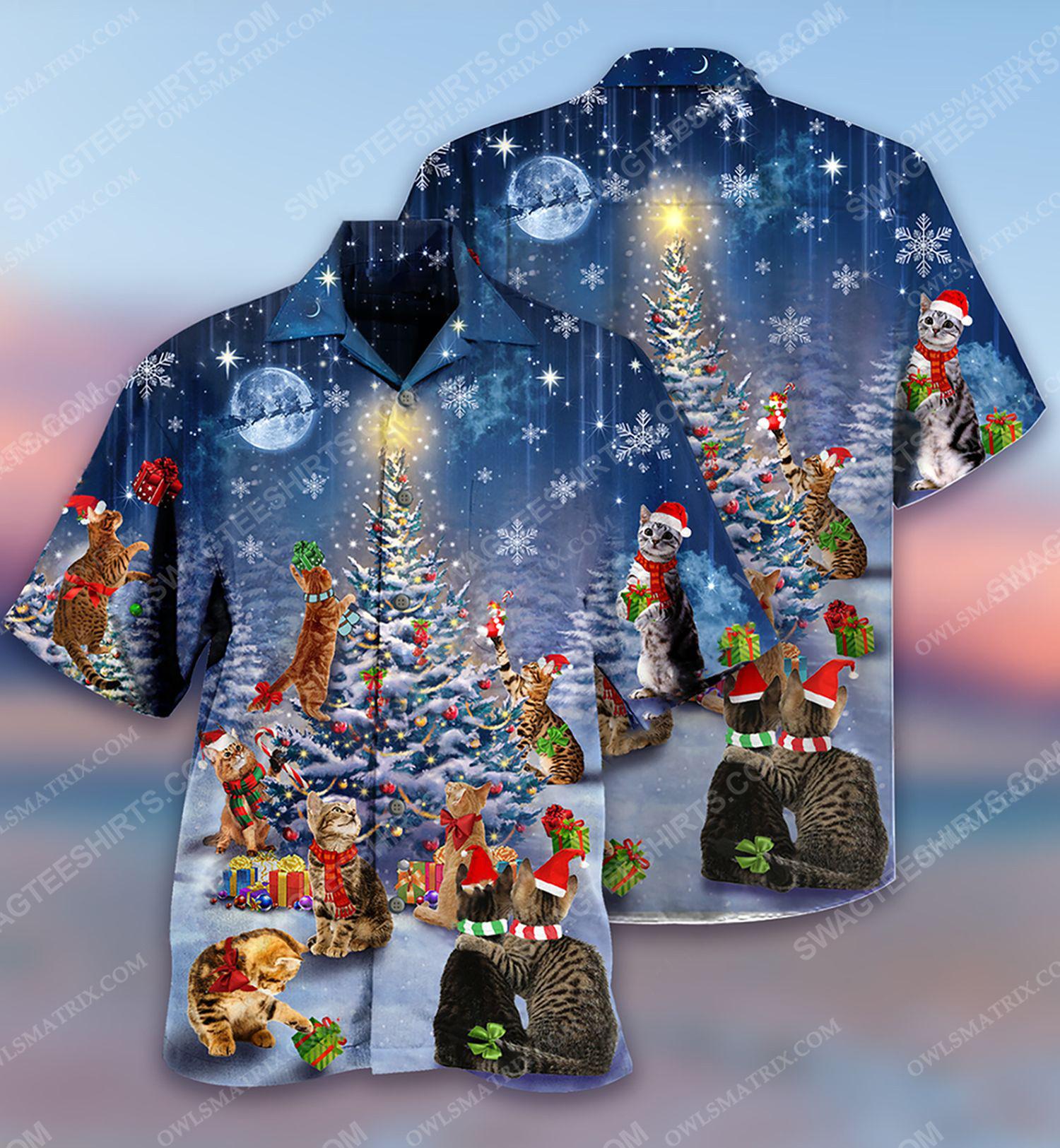 Christmas Holiday Cats Lover Full Print Hawaiian Shirt Christmas Holiday Cats Lover Full Print Hawaiian Shirt