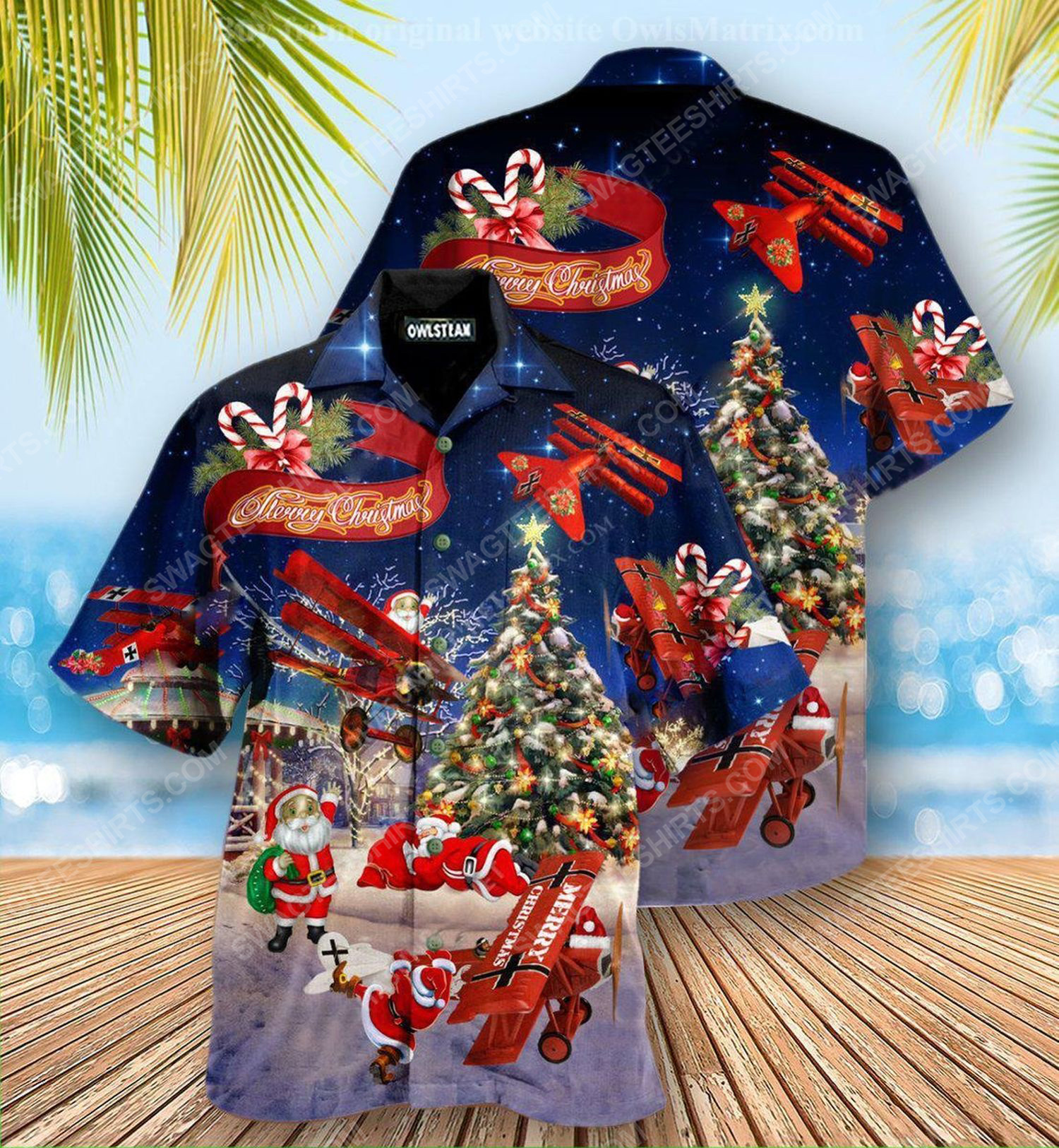 Christmas Holiday Santa Claus Riding Airplane Hawaiian Shirt Christmas Holiday Santa Claus Riding Airplane Hawaiian Shirt