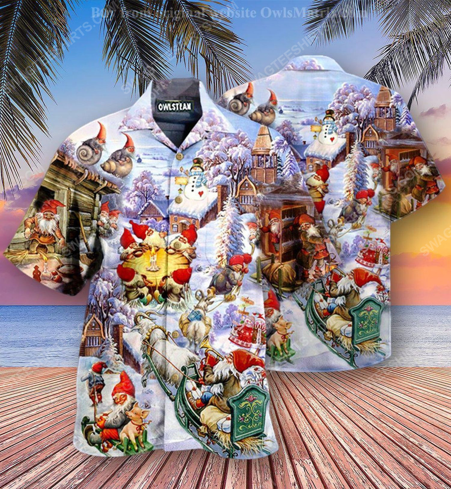 Christmas Holiday Santa Gnomes Full Print Hawaiian Shirt Christmas Holiday Santa Gnomes Full Print Hawaiian Shirt