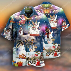 Christmas Holiday Snow Dogs Full Print Hawaiian Shirt