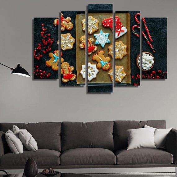 Christmas Image - Abstract 5 Panel Canvas Art Wall Decor Christmas Image - Abstract 5 Panel Canvas Art Wall Decor