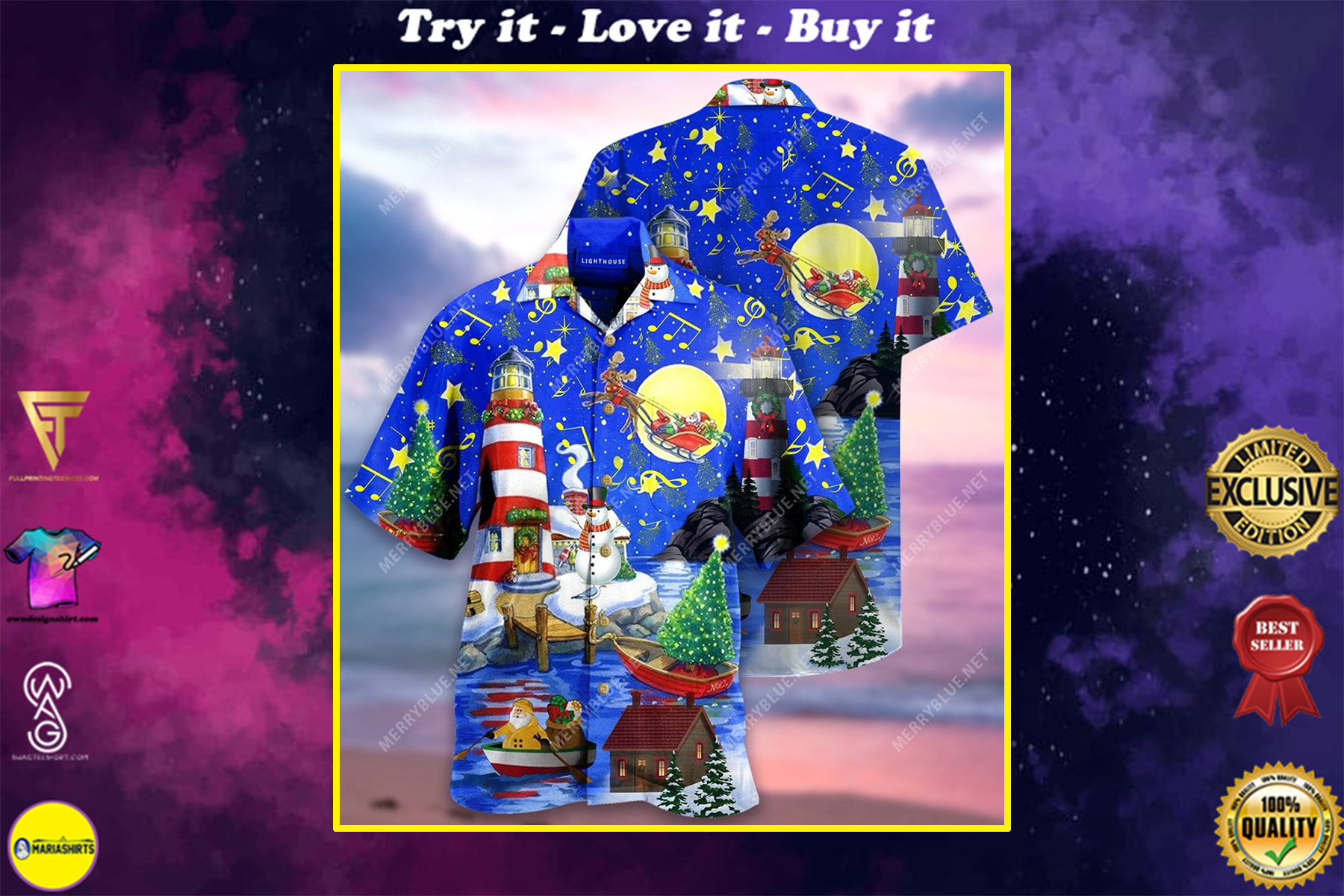 Christmas Lighthouse Full Printing Hawaiian Shirt Christmas Lighthouse Full Printing Hawaiian Shirt