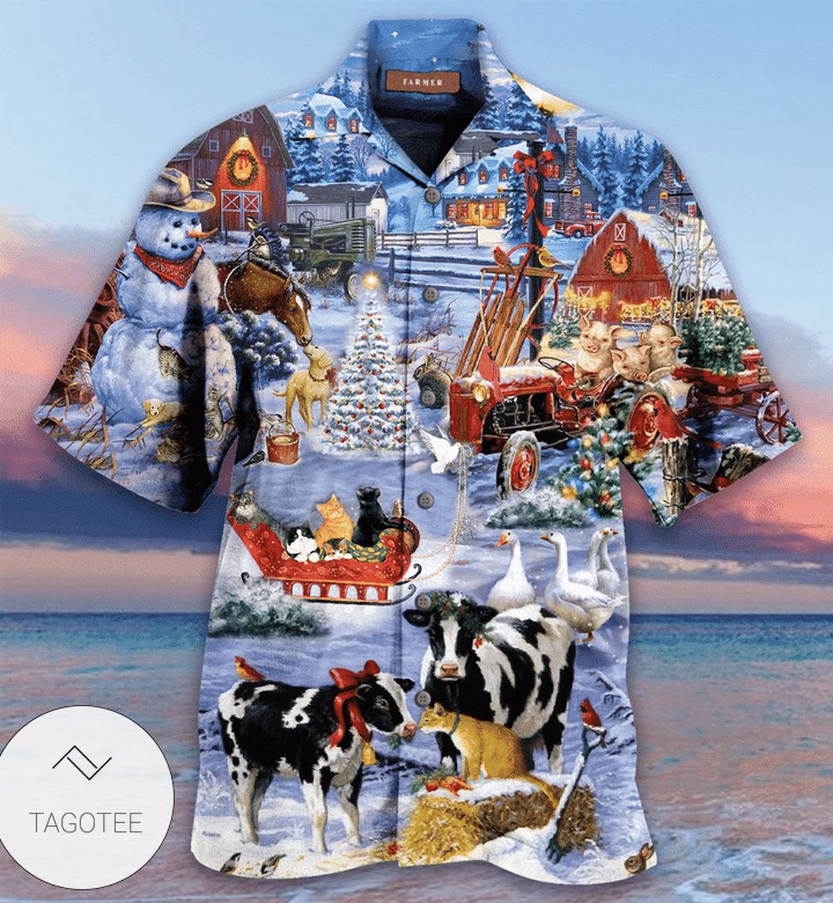 Christmas Love Farm Hawaiian Shirt- Tagotee Christmas Love Farm Hawaiian Shirt- Tagotee