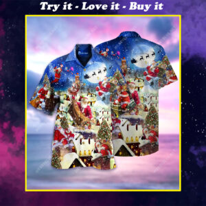 Christmas Santa Bringing Presents Full Printing Hawaiian Shirt