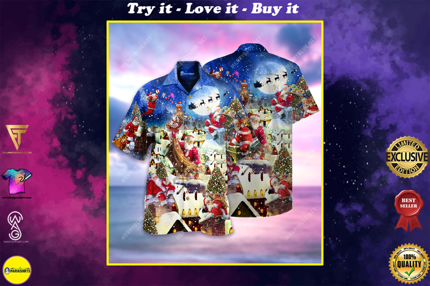 Christmas Santa Bringing Presents Full Printing Hawaiian Shirt Christmas Santa Bringing Presents Full Printing Hawaiian Shirt